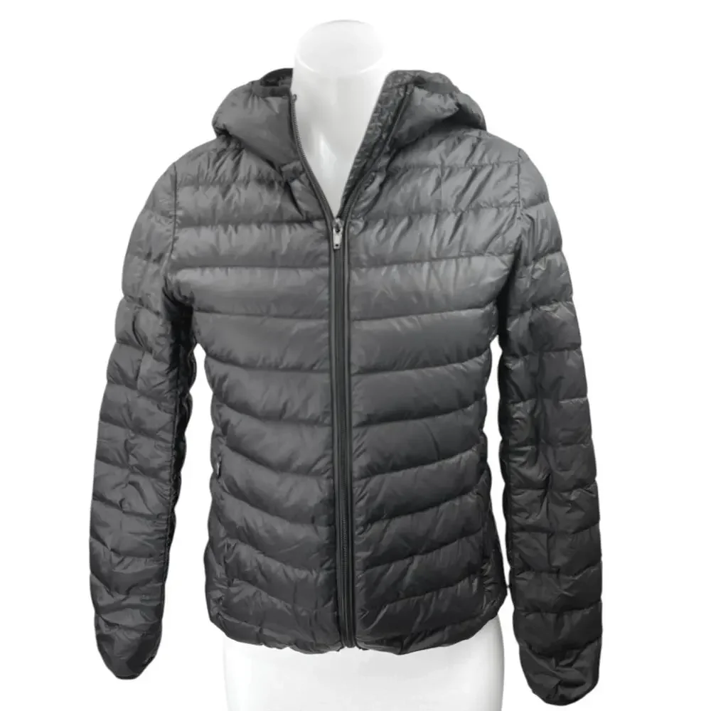 Vutolee Women's Black Zip Up Hoodie Hooded Duck Down Puffer Coat Jacket Size S
